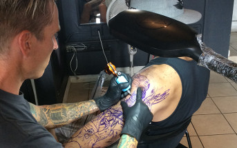Here is a picture of Matt Tischler in San Clemente tattooing at the local Wild at Heart tattoo parlor.