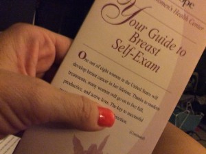 City of Hope offers free pamphlets to those who need instruction in self breast examination.