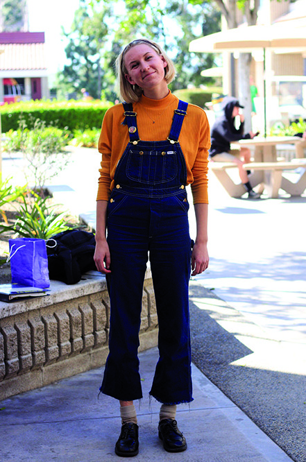 “I’ve been really into color blocking lately. I like matching really bright colors together. So I’ll pair red pants with a yellow shirt, or two colors that wouldn't go together at all. I think it’s fun.” Sophie Hamernick