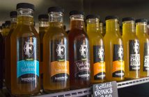 Looking into the kombucha fridge at Ferm Farm. (Grant Geipel)