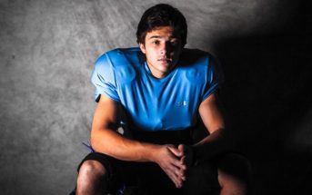 Calum Down-Jones in his newly-purchased football gear (Photo by Garrett Falke)