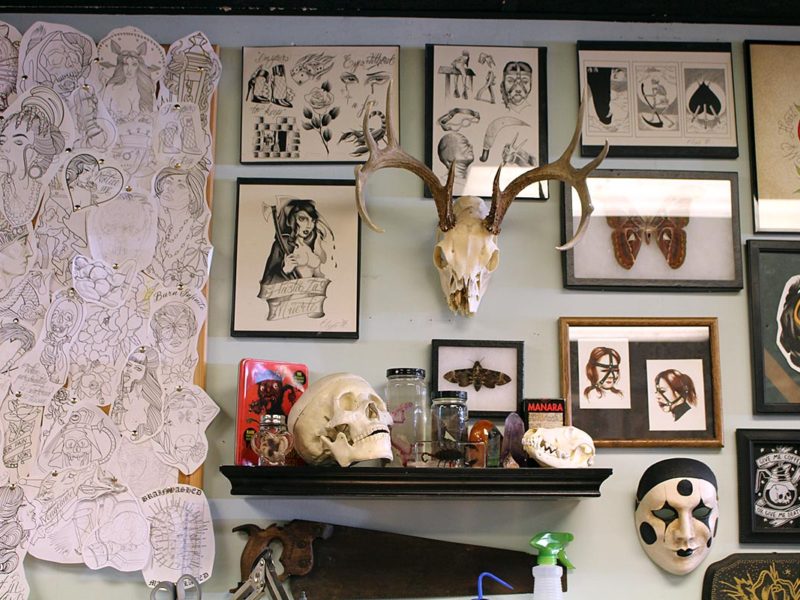 Sanchez's workspace at Black Palm Tattoo. (Ashley Hern)